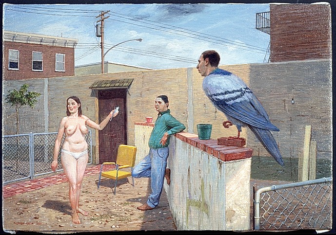 Archivo:Woman with bird - Alfredo Arcia.jpg