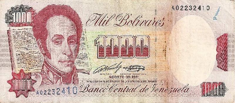 Archivo:Billete de 1000 Bolivares de 1991 anverso.jpg