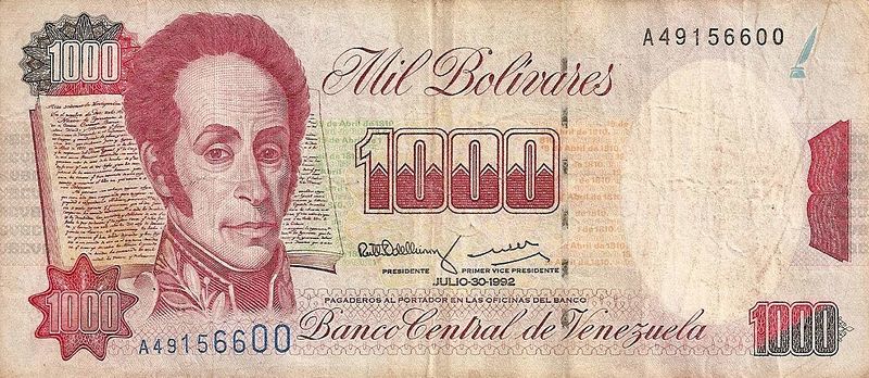 Archivo:Billete de 1000 Bolivares de julio 1992 anverso.jpg