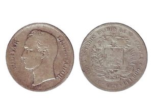 Moneda de 5 Bolivares 1879.jpg