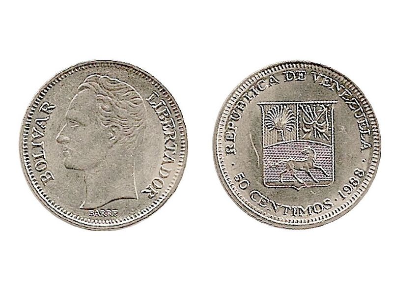 Archivo:Moneda de 50 centimos de Bolivar de 1988.jpg