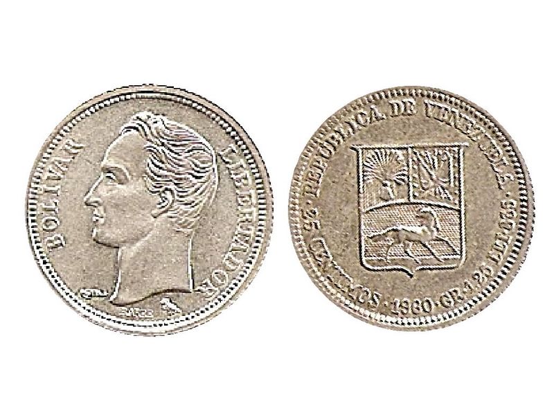 Archivo:Moneda de 25 centimos de Bolivar de 1960.jpg