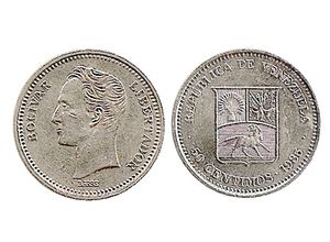 Moneda de 50 centimos de Bolivar de 1985.jpg