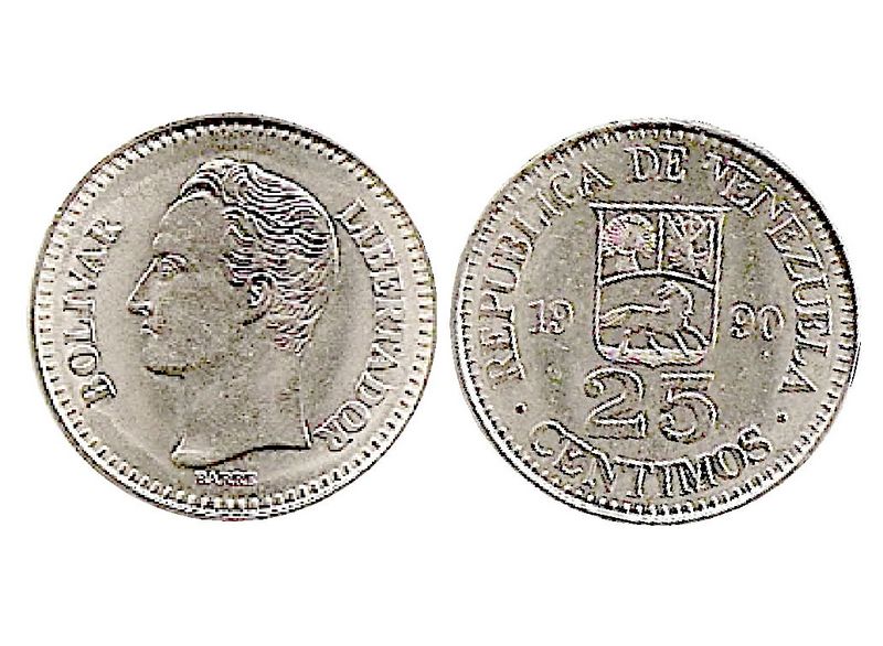 Archivo:Moneda de 25 centimos de Bolivar de 1990.jpg