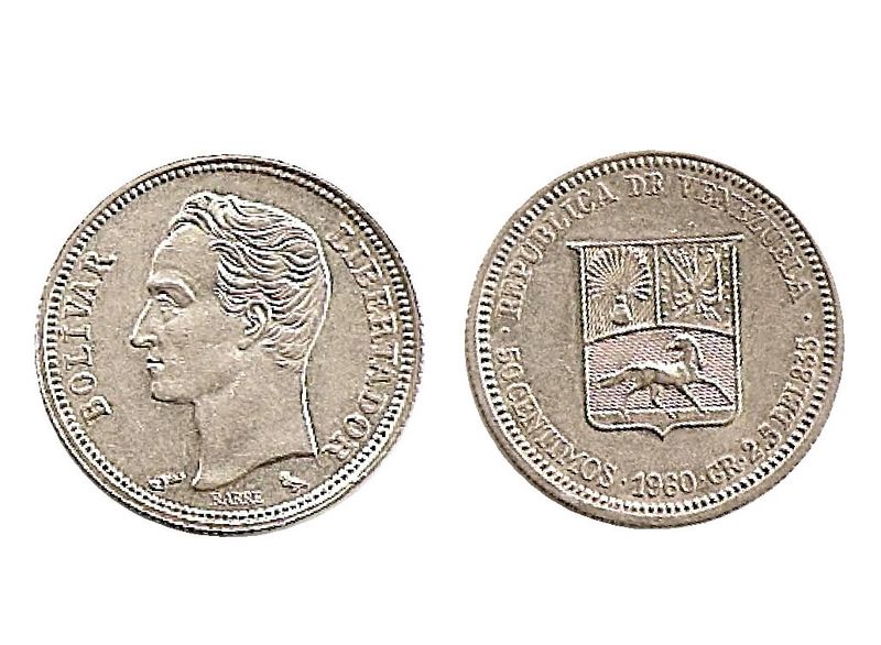 Archivo:Moneda de 50 centimos de Bolivar de 1960.jpg