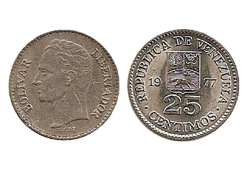 Archivo:Moneda de 25 centimos de Bolivar de 1977.jpg