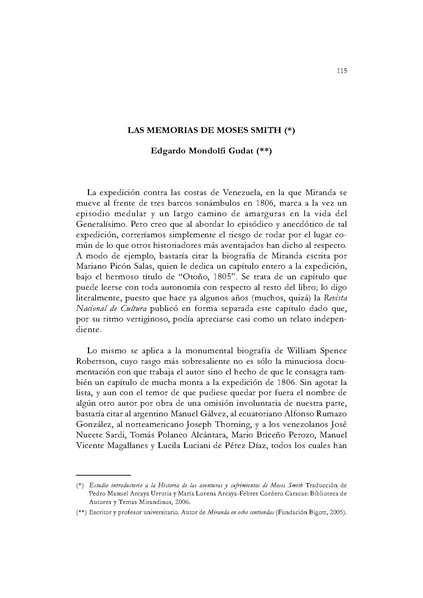 Archivo:Las Memorias de Moises Smith - Edgardo Mondolfi Gudat.pdf